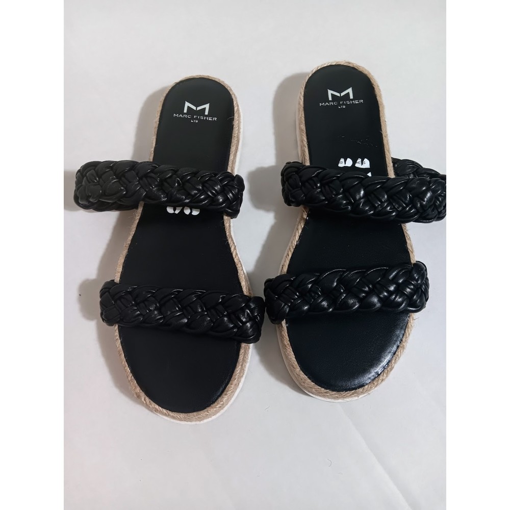 Marc Fisher LTD 'Jamiee' Espadrille Slide Sandals Braided Black Women Size 8.5